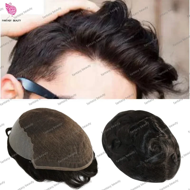 

Натуральная линия волос, черный, серый, дышащий Q6, швейцарское кружево и искусство вокруг мужского парика 7*9, 8*10, парик из натуральных волос плотности 130% для мужчин