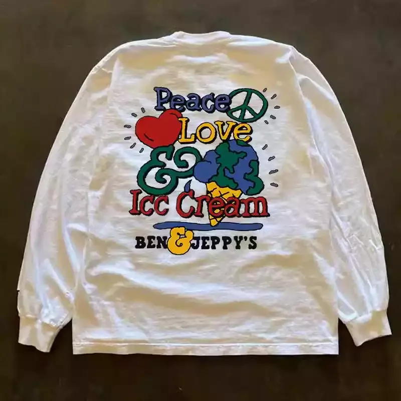 Heavyweight 300g Ice Cream Early Autumn New Loose Couple Long Sleeve T-shirts Women's Style Casual Fashion Accessories