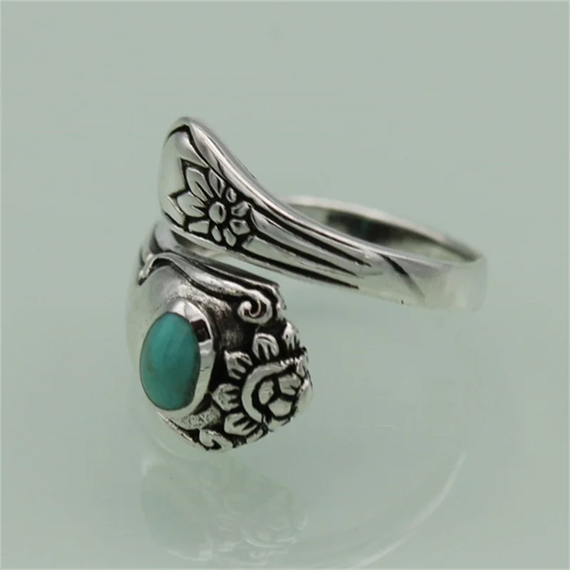 Bague en pierre naturelle incrustée pour femme, motif de fleurs rétro, bijoux tendance, cadeaux de fête, livraison directe, escales