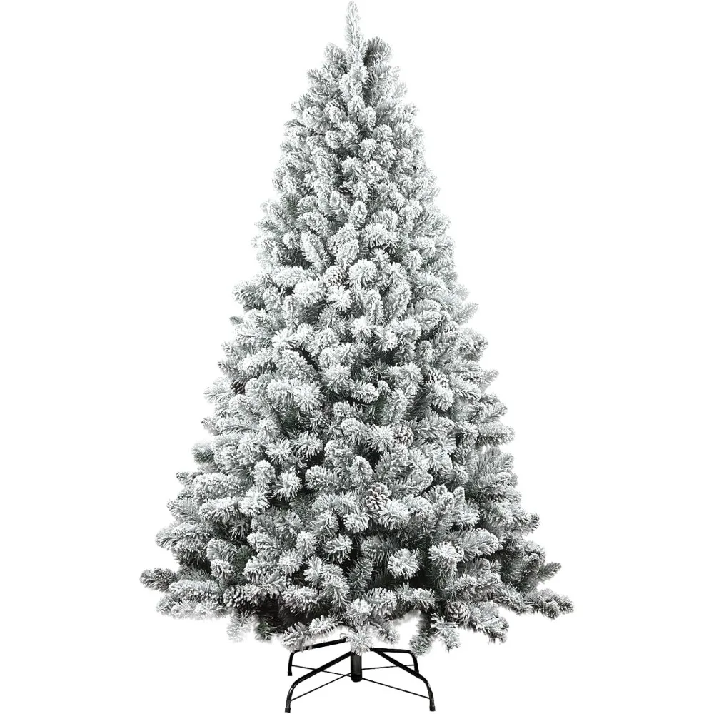 

5-Foot Tall Snowy Artificial Christmas Tree, Unlit with Pine Cones and 600 Branch Tips, Miniature Holiday Christmas Tree