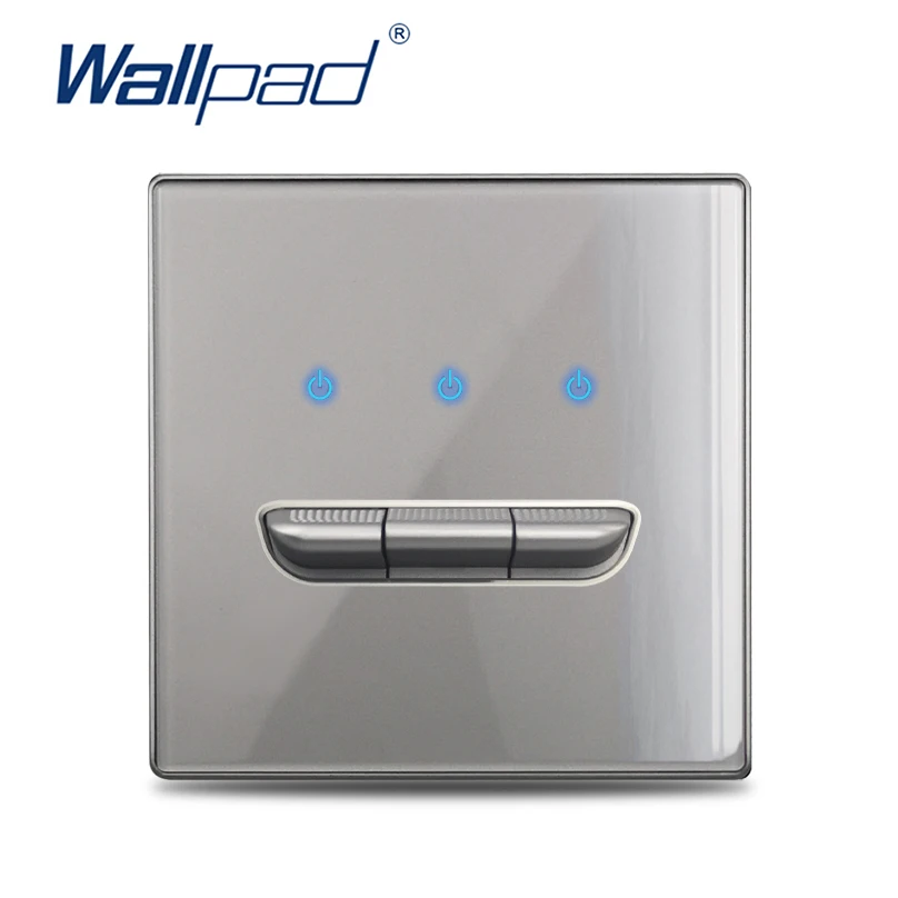 Wall Light Switch 1 2 3 4 Gang Tempered Glass Panel Blue LED Night Light White Black Gray Gold Pass Through Low Price image 3