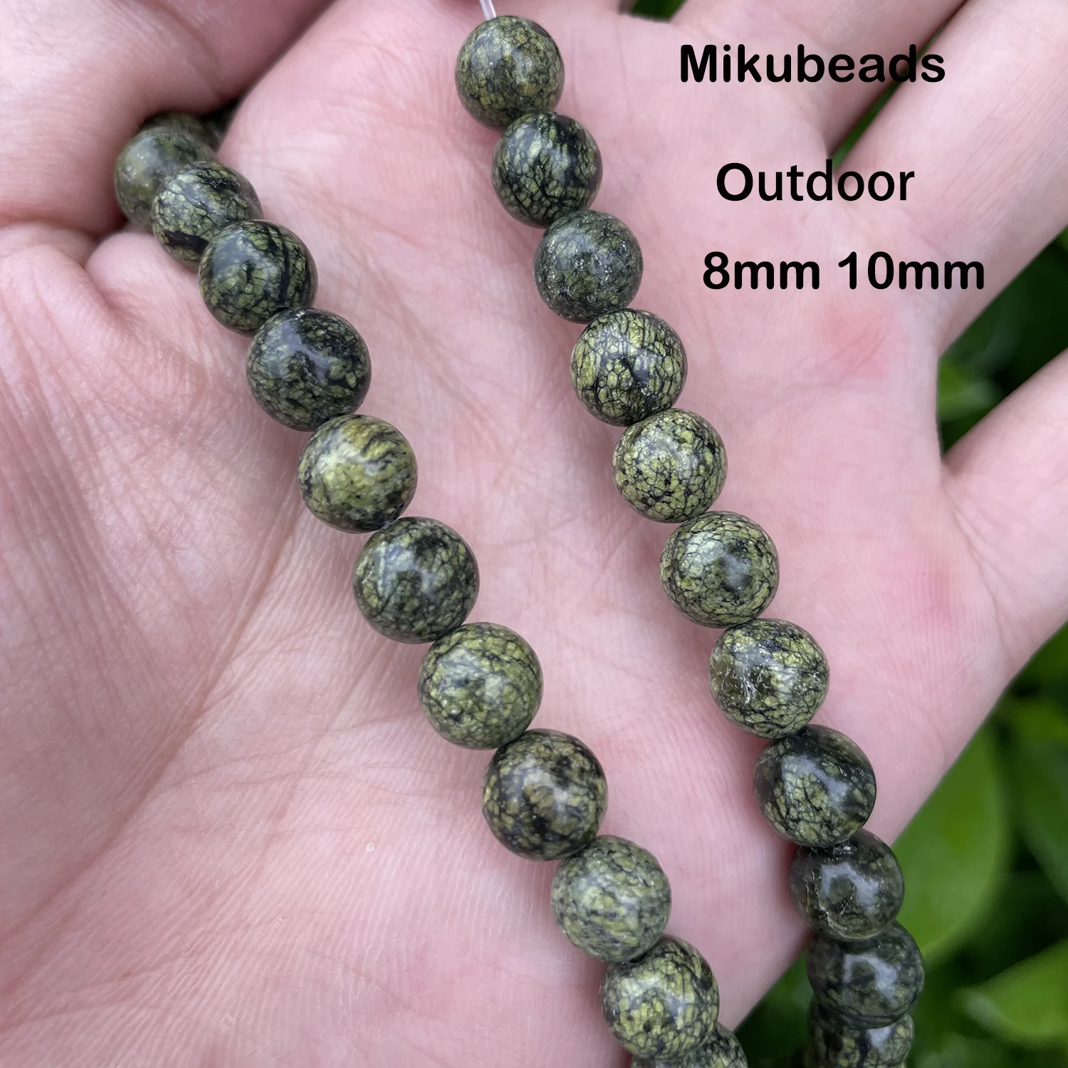 Wholesale Natural 8mm 10mm Russian Serpentine Smooth Round Stone Loose Beads For Jewelry Making DIY Bracelets Necklace Strand