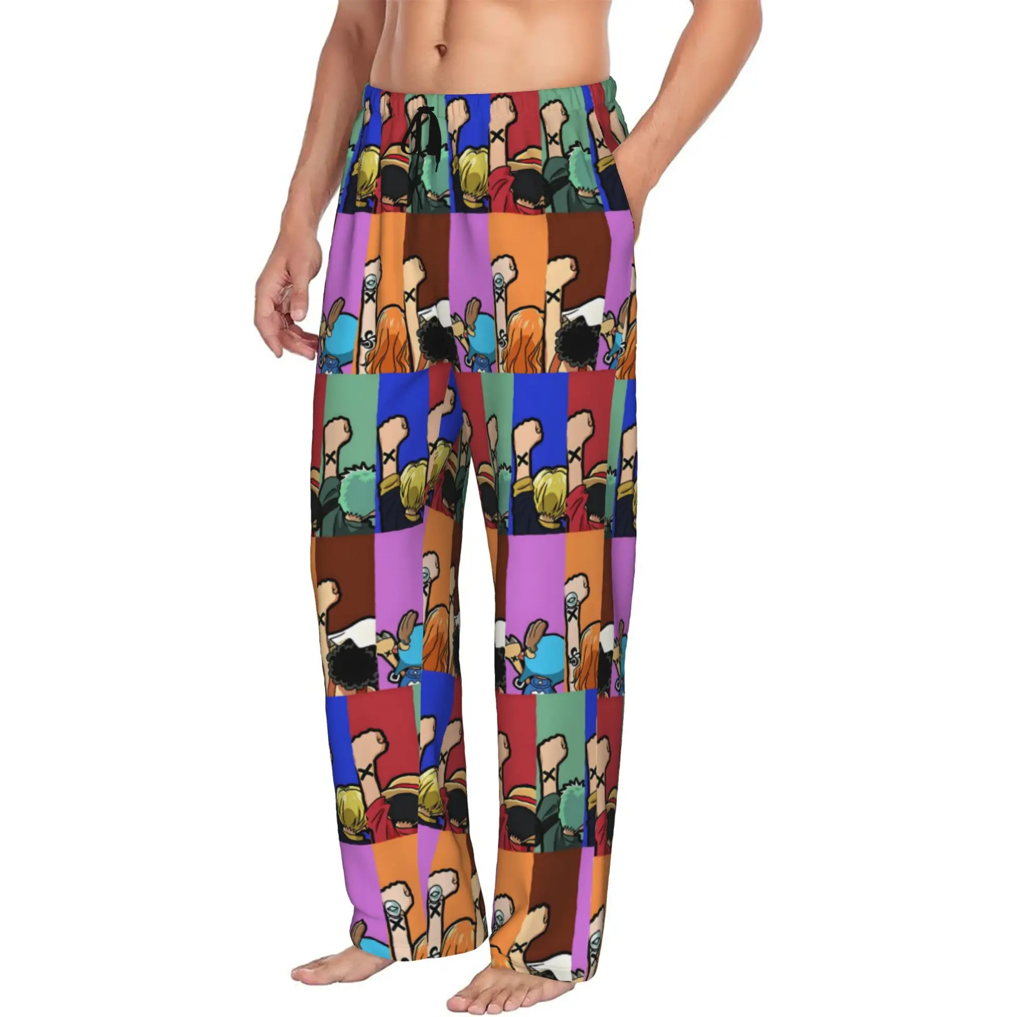 

Custom Anime One P-Pieces Luffy Pajama Pants for Men Hot Sleepwear Lounge Sleep Bottoms Stretch with Pockets