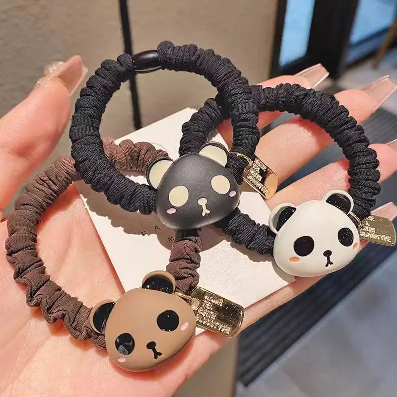 Kawaii Cartoon Panda Hair Ties Lovely Elastic Animal Hairband For Women Rubber Band Ponytail Holder Scrunchies Hair Accessories