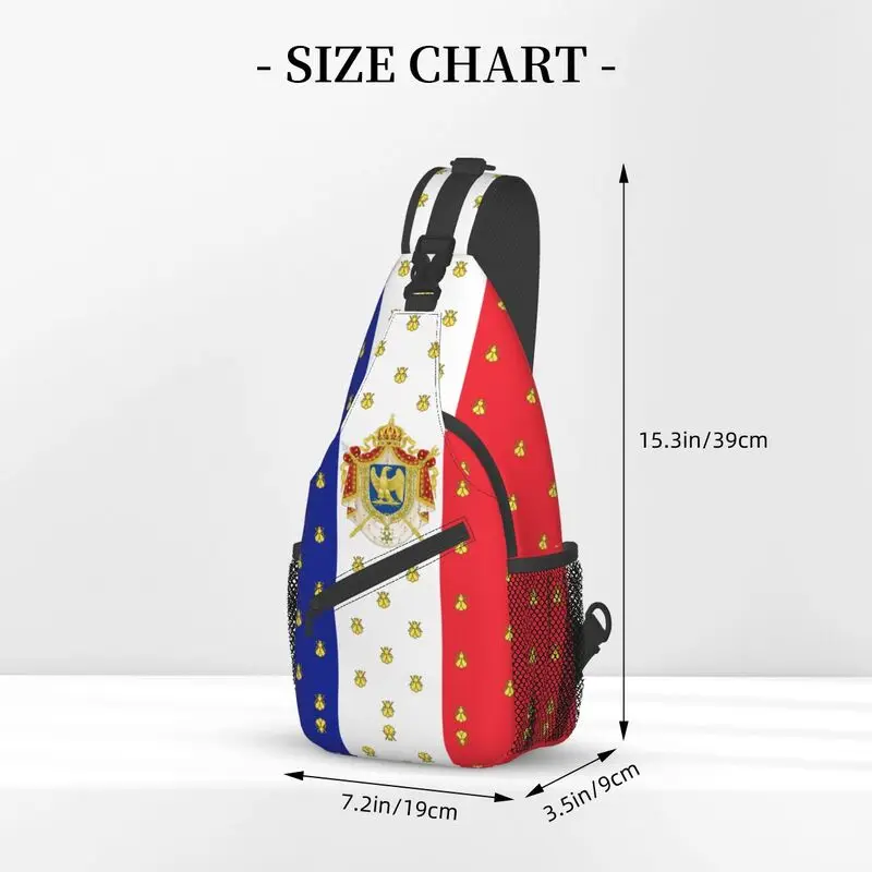 Royal Standard Napoleón Francia bandera Sling Bag imperio francés Escudo de Armas hombro pecho mochila cruzada viaje senderismo Daypack