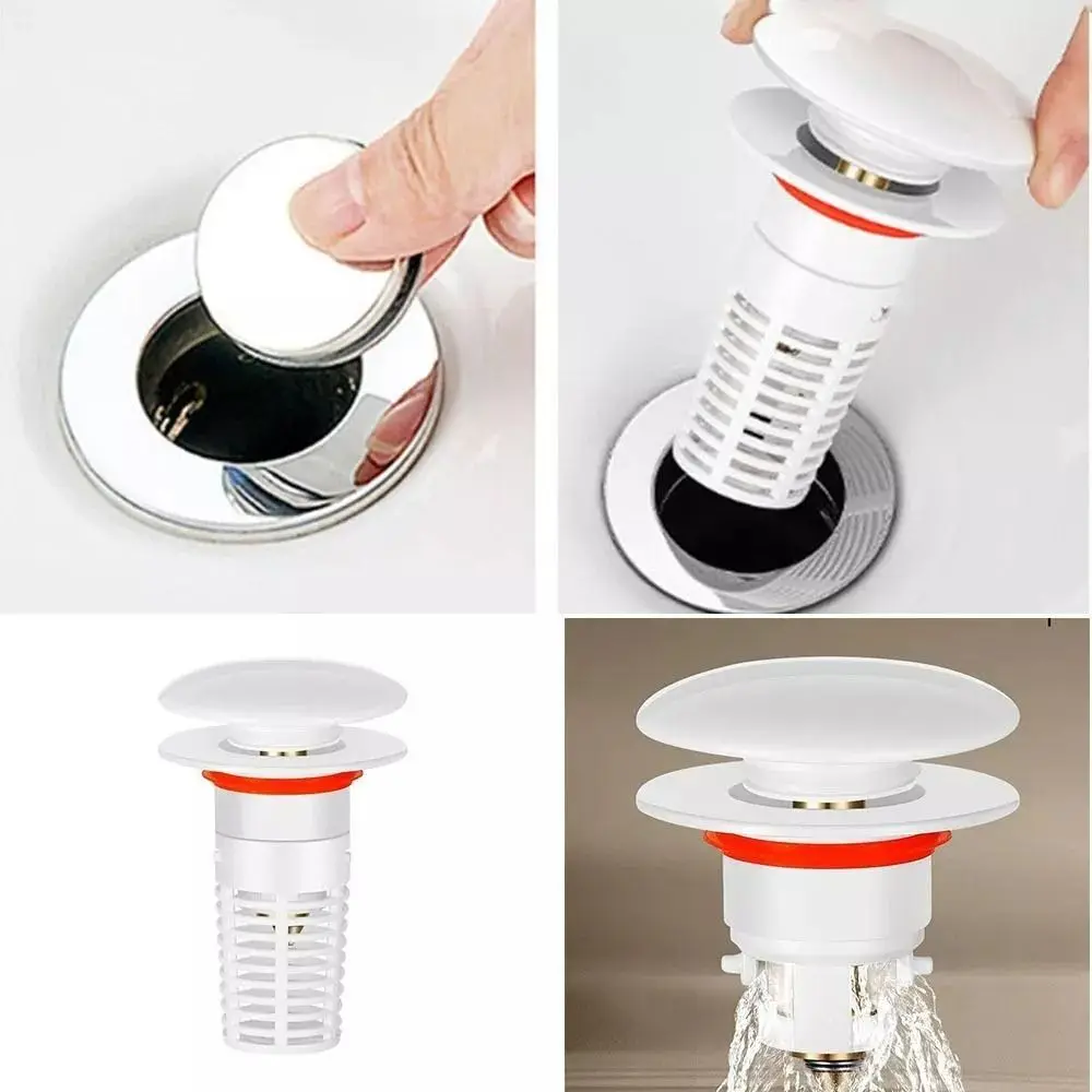 

Rust-Proof Pop-up Drain Filter Bounce Core Anti-Clogging Sink Strainer Press Type Brass Core Bathtub Stopper Bathroom Tool