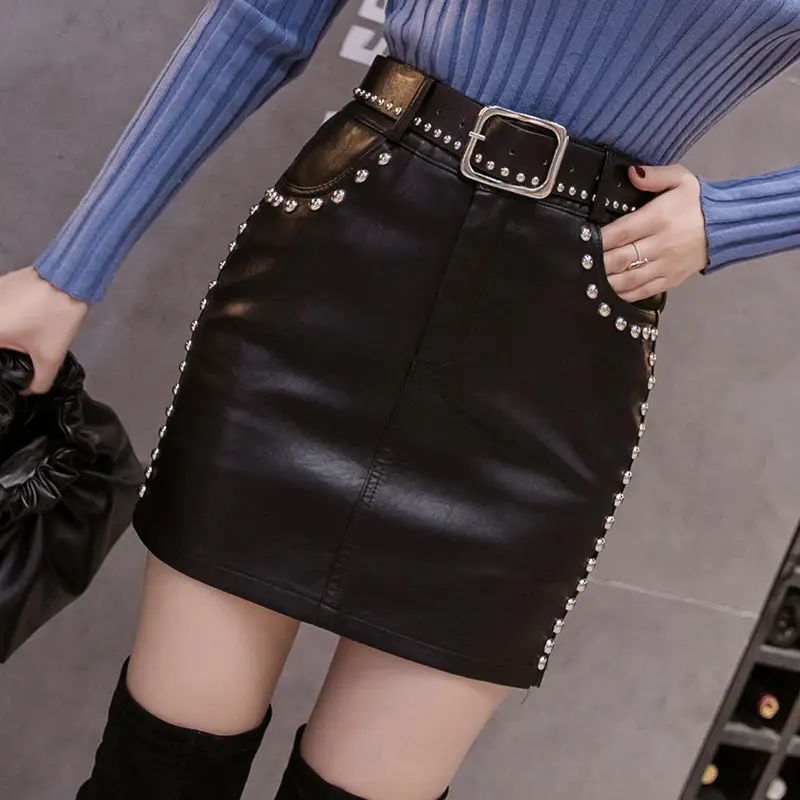 

2024 New Sexy Punk Style Pu Leather Pleated Skirt Harajuku Zip Up High Waist Mini E-girl Gothic Clothes Womens T368