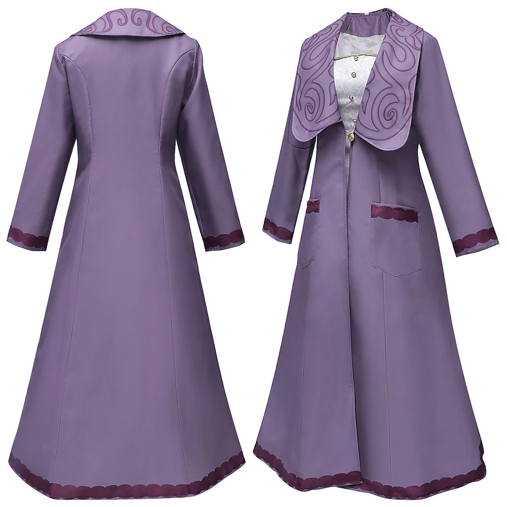 تمويه الشريرة 2 الساحرة Elphaba تأثيري معطف الأرجواني فستان أبيض زي الدعاوى ملابس الهالوين كرنفال ملابس للحفلات مجموعة #2