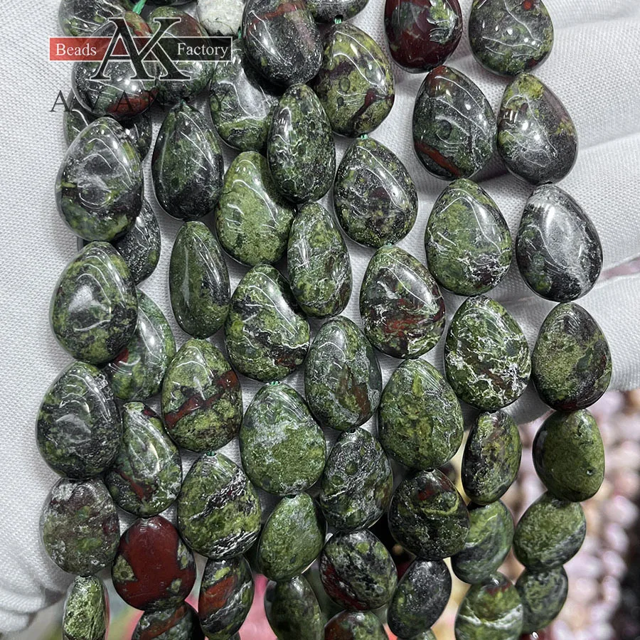 Natural Dragon Blood Stone Water Droplet Melon Seeds Shape Loose Beads Jewelry Making DIY Necklace Bracelet Accessory 15''