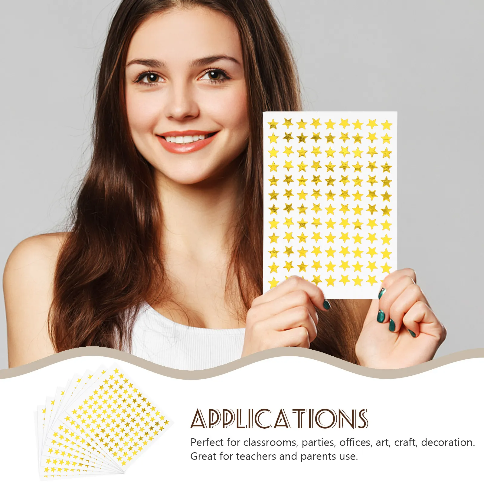 

100 Sheets Golden Star Stickers Removable Print Decals for Teachers Students Reward Stickers Motivational Classroom Supplies