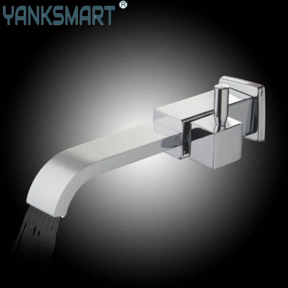

YANKSMART Chrome Bathroom Faucet Single Handle Wall Mounted Vessel Vanity Torneira Brass Bath Basin Sink Only Cold Water Tap