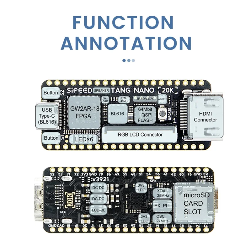 Imagem -06 - Consola de Jogos Retro Riscv Linux 20k Fpga Development Board Sipeed Tang Nano