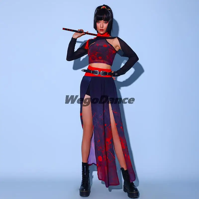 New Sexy Women Bar Ds Group Cheerleader Dance Team Performance Costume Jazz Leading Chinese Style