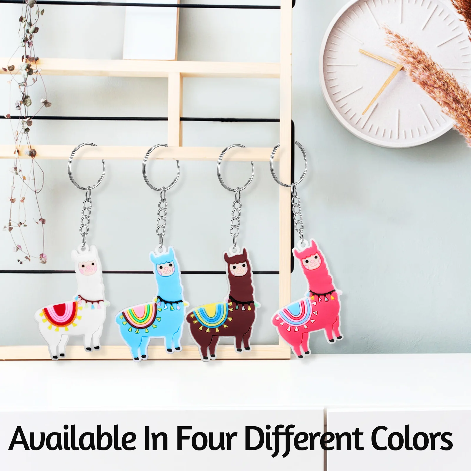 12 Pcs Alpaca Keychain Man Wallet Backpack Pendant Cool Kawaii Keychains Cartoon Pvc Cute Accessories Animal