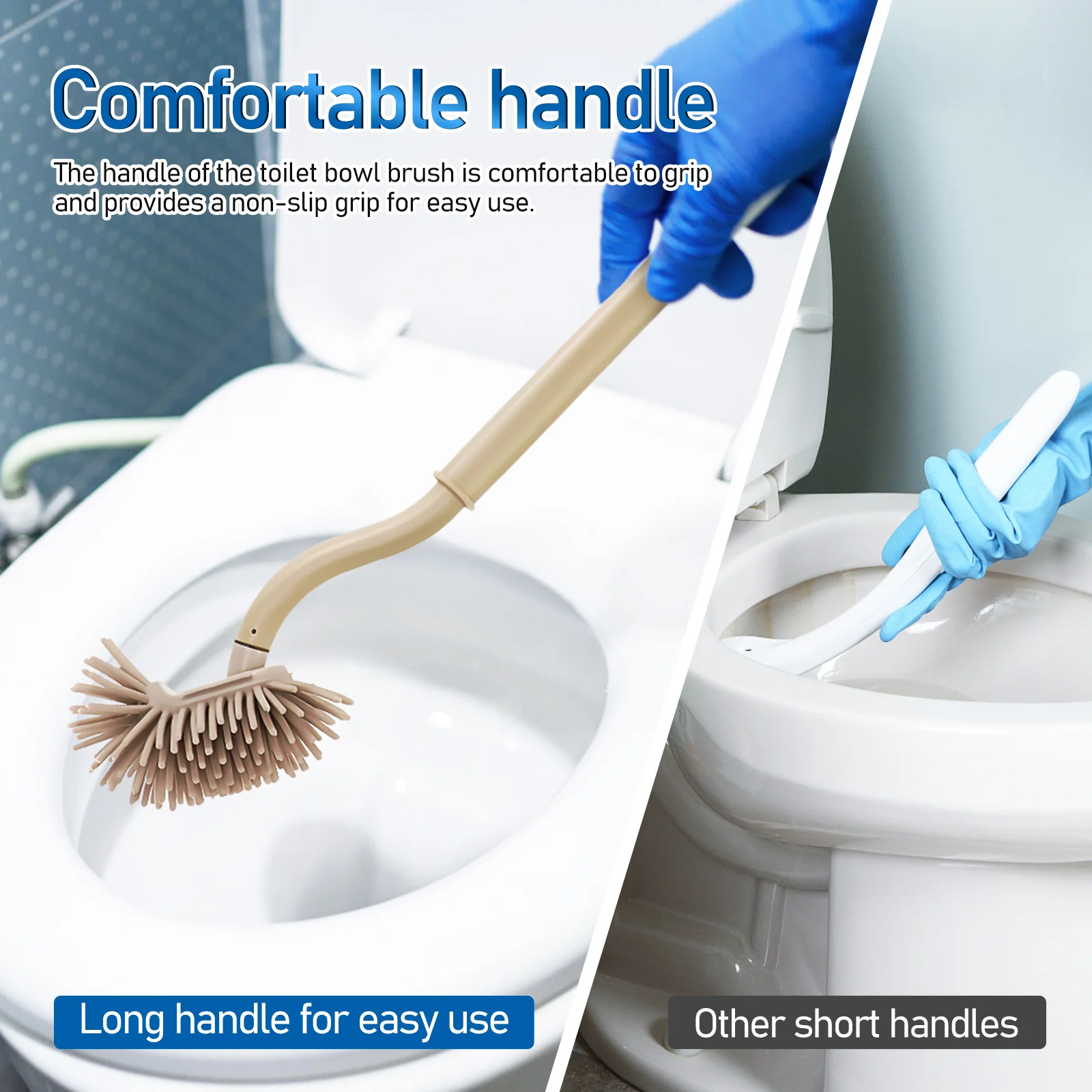 

1 set Toilet Brush Set With Plunger Stainless Steel Arched Head Deep Cleaning Bathroom Essentials Holder Included Toilet Bowl