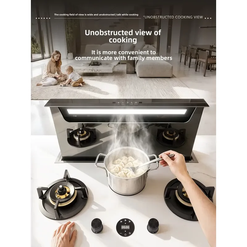 Desktop Lift Island Range Hood Fully Concealed Internal Circulation Smoke Purification System Modern Kitchen Ventilation