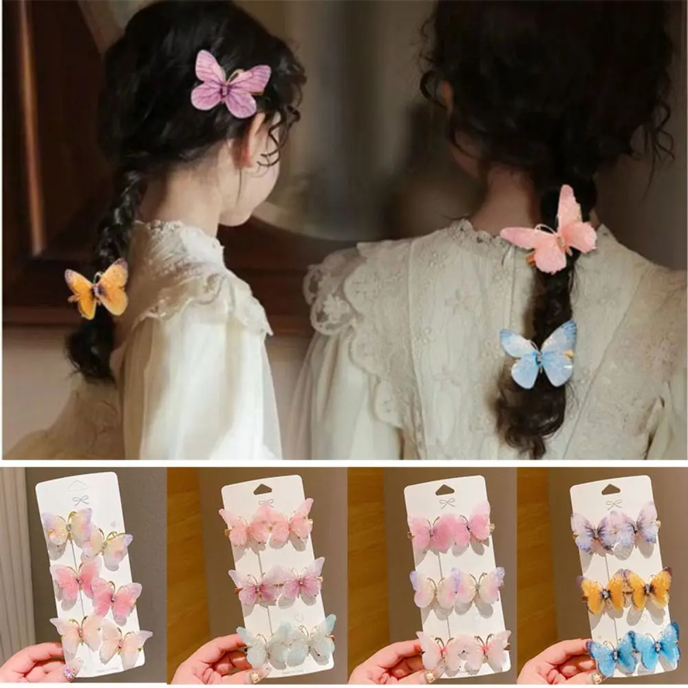 6PCS Fashion Colorful Butterfly Hairpins Sweet Hair Clips Barrettes Women Girls Hair Ornament Headwear Hair Styling Accessories