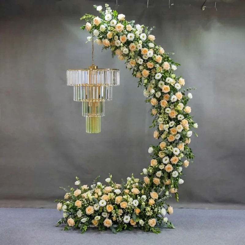 

Outdoor Wedding Decoration With Luxury 4-layer Crystal Pendent,Hanging Arch Bracket Suitable For Event Party Stage Backdrops