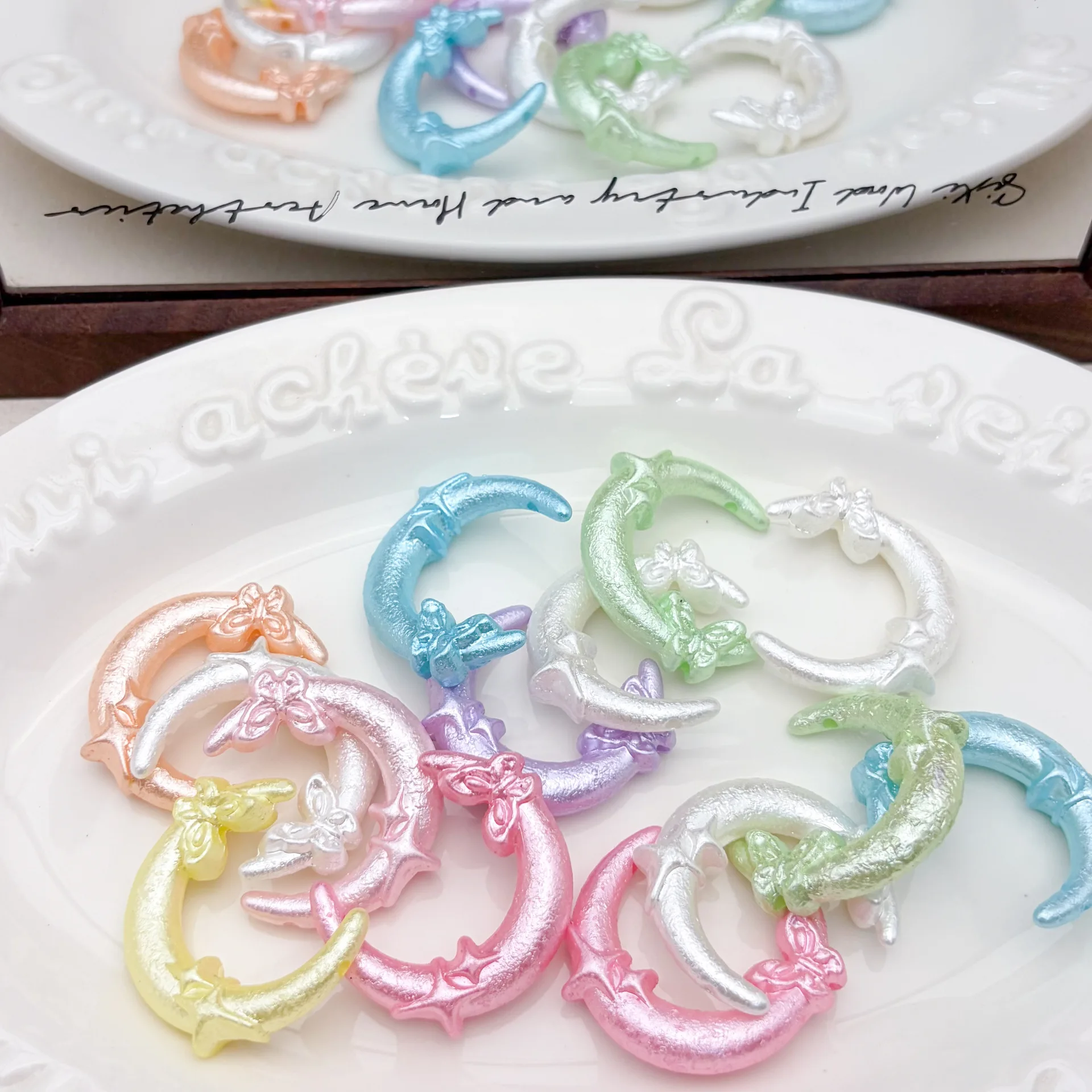 10PCS Acrylic Macaron Star Moon Wrinkled Beads For DIY Bracelets Necklaces Jewelry Making Accessories