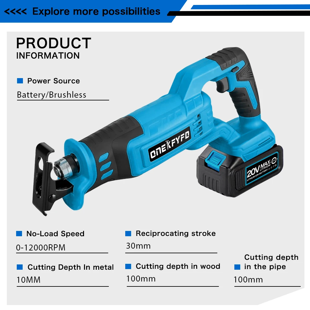 Brushless Reciprocating Saw Reciprocating Saw Portable Cordless Power Tools With 4pcs Saw Blades For Makita 18V battery