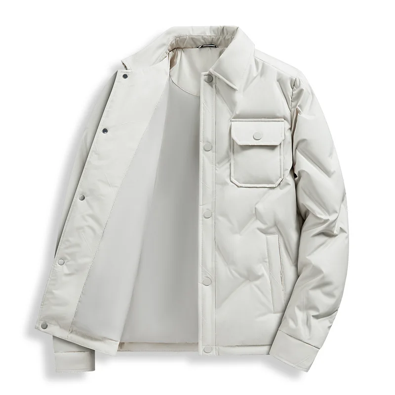 Men Jacket Winter Thicken Windproof Long Sleeve Male Down Coat Single-breasted Turn Down Collar Versatile Daily Man Outerwear