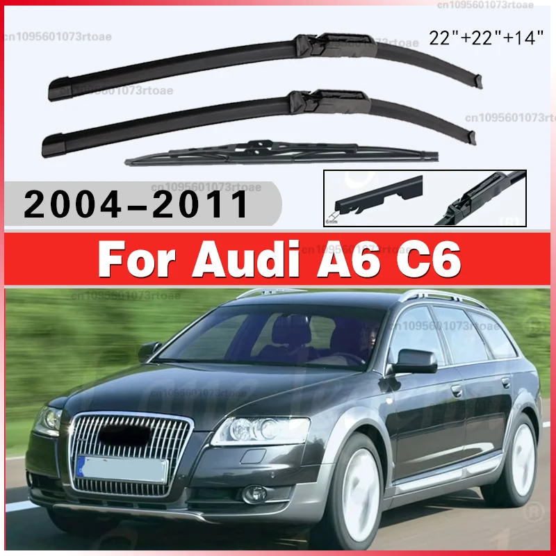 3X Auto-Scheibenwischerblätter vorne und hinten für Audi A6 C6 2004 - 2011 2010 2009 2008 2007 2006 Windschutzscheibe 22"+22"+14"