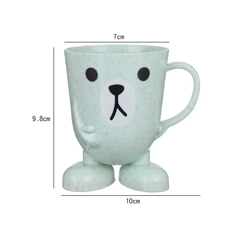 Taza de cepillo de dientes de paja de trigo, vaso de baño bonito de dibujos animados, enjuague bucal, soporte portátil para cepillo de dientes de viaje para el hogar