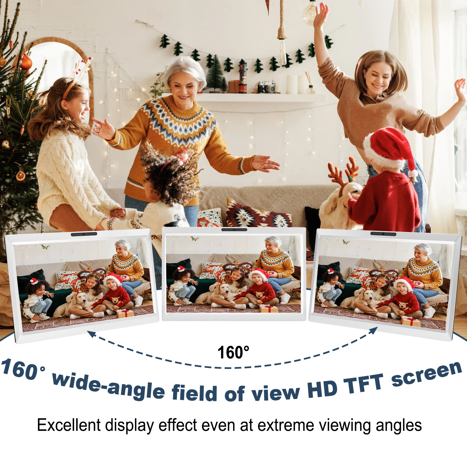 10.1 Inch HD TFT Screen Digital Thermometer Hygrometer 6M Remote & 160° View  Weather Station with Photo Album （No Outdoor Data）