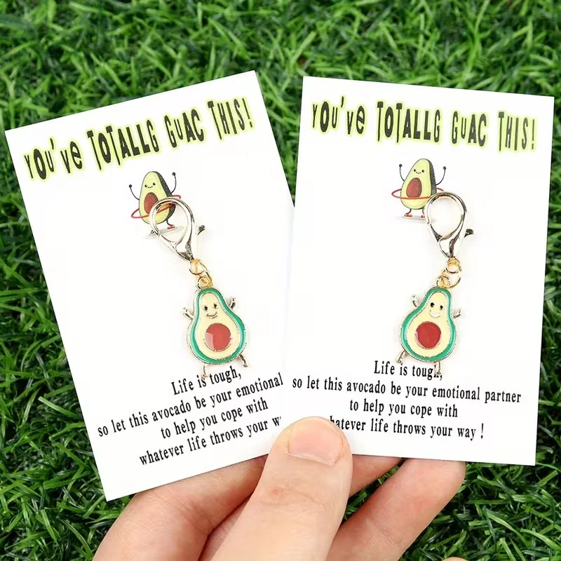 10 Charming Avocado Keychains with Emotional Avocado Cards, Alloy and Paper Friendship Gift Pendants — Suitable for Birthdays, Weddings, Graduation Ceremonies, Bachelor Parties, and Other Occasions — Perfect for Families, Friends, and Couples, Also Suitable for Halloween, Christmas, and Other Holiday Occasions view 3