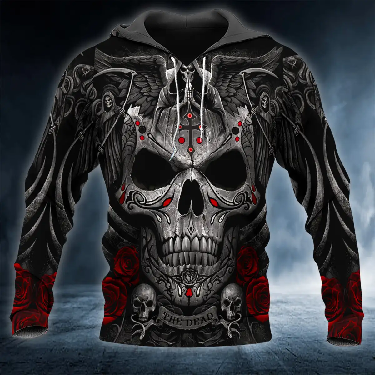 Vintage Men Hoodie 3D Print Skull Pattern Streetwear style Pullover Casual Personality Autumn Cool Men’s Hoodie Clothing 2024