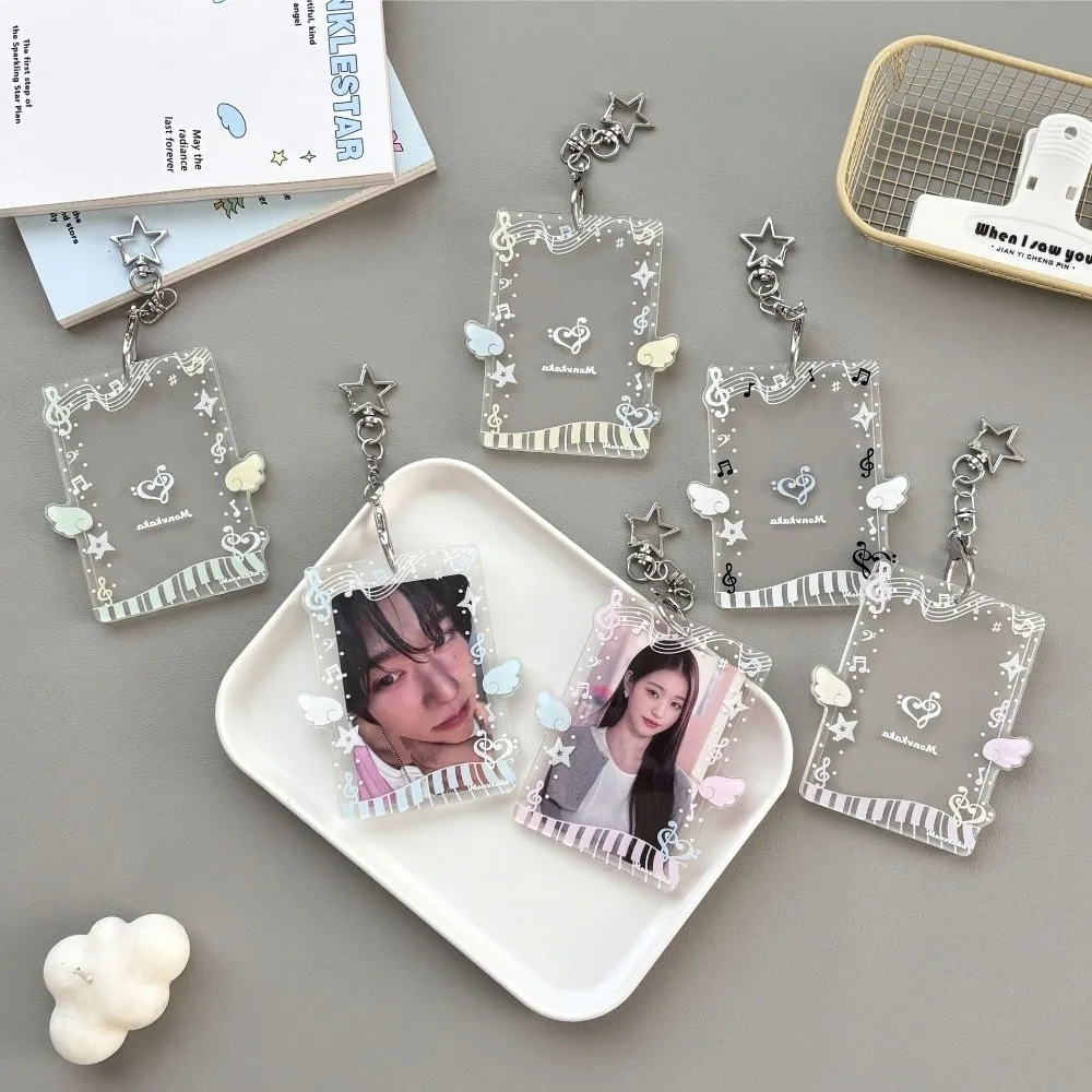Kawaii Acrylic Photocard Holder Music Transparent Photo Card Protector Portable Pendant Bus Card Holder For Photocard Collection