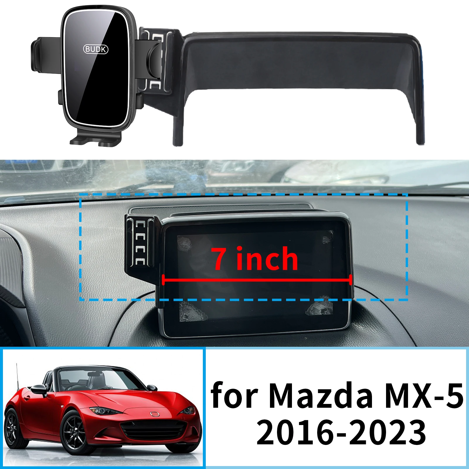 

fit for Mazda MX-5 2016-2023 ND MX5 Miata Roadster Stable Clip-On Phone Holder​​ Mount Screen Base No Vibration​ Car accessoires