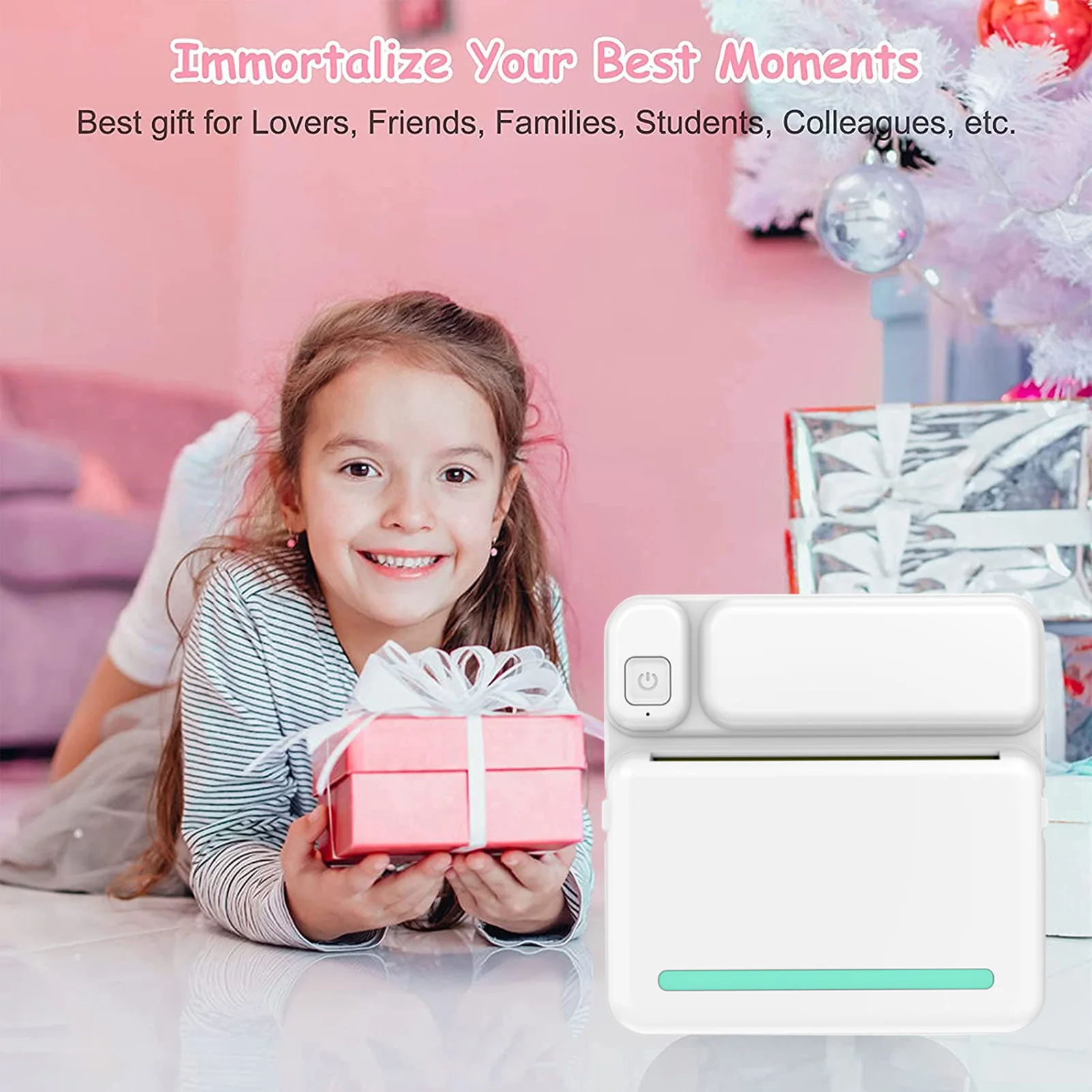 Mini imprimante thermique Portable 200DPI, papier Photo de poche pour utilisation avec application sans fil, dents bleues, cadeaux pour étudiants