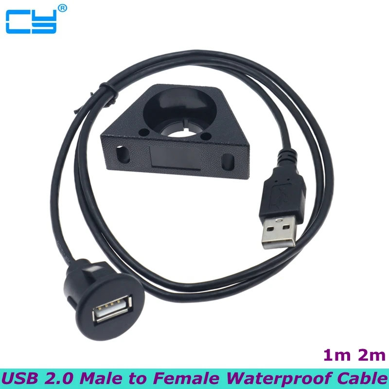 New 1m 2m For Ships Car Dashboard USB Extension Cable USB Panel Small Waterproof Cable USB 2.0 Male to Female Extension Expander