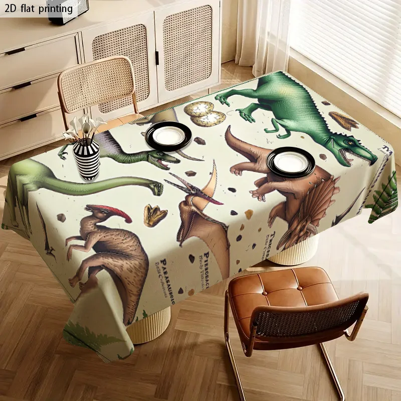 Dinosaur Print Tablecloth Waterproof Spillproof Table Cover for Dining Room Party Decor