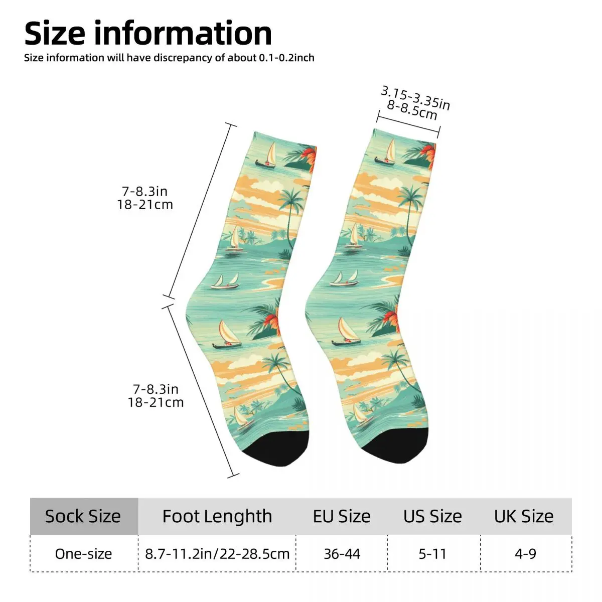 Y2K Summer Beach Coconut Trees Sock Printed Man Polyester