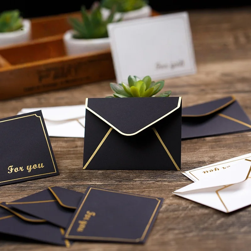 10*7.5cm Mini Small VIP Envelopes - Gold Foil Western Style Membership Card Envelopes - Greeting Card Storage