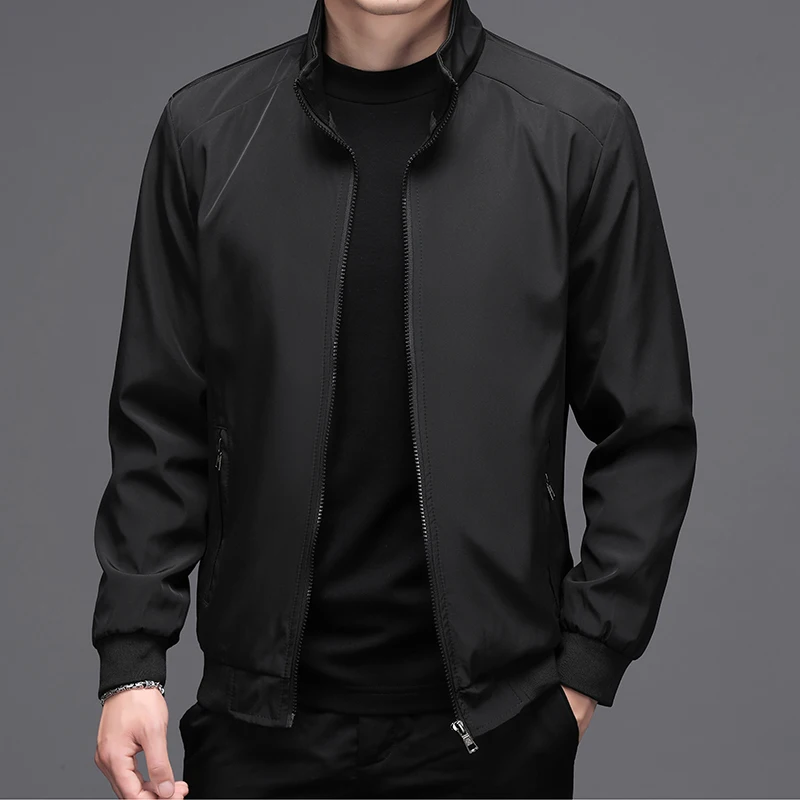 

Men's Autumn Winter Stand Collar Thin Slim Fit Warm Zip Up Jacket Casual Versatile Windproof Outdoor Coat Fashion Male Outerwear