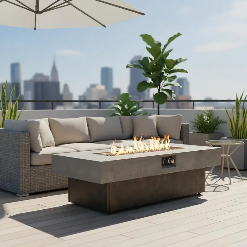 

Стол для костра с пропаном, 55 x 23 дюйма, наружное отопление 50 КБТЕ, регулируемая высота для использования в патио и на балконе