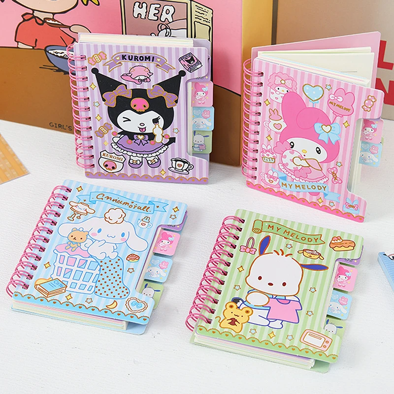 1PCS Random Portable Sanrio Cartoon Cute Notebook My Melody Kuromi Ultraman Anime Color Page Coil Book Stationery