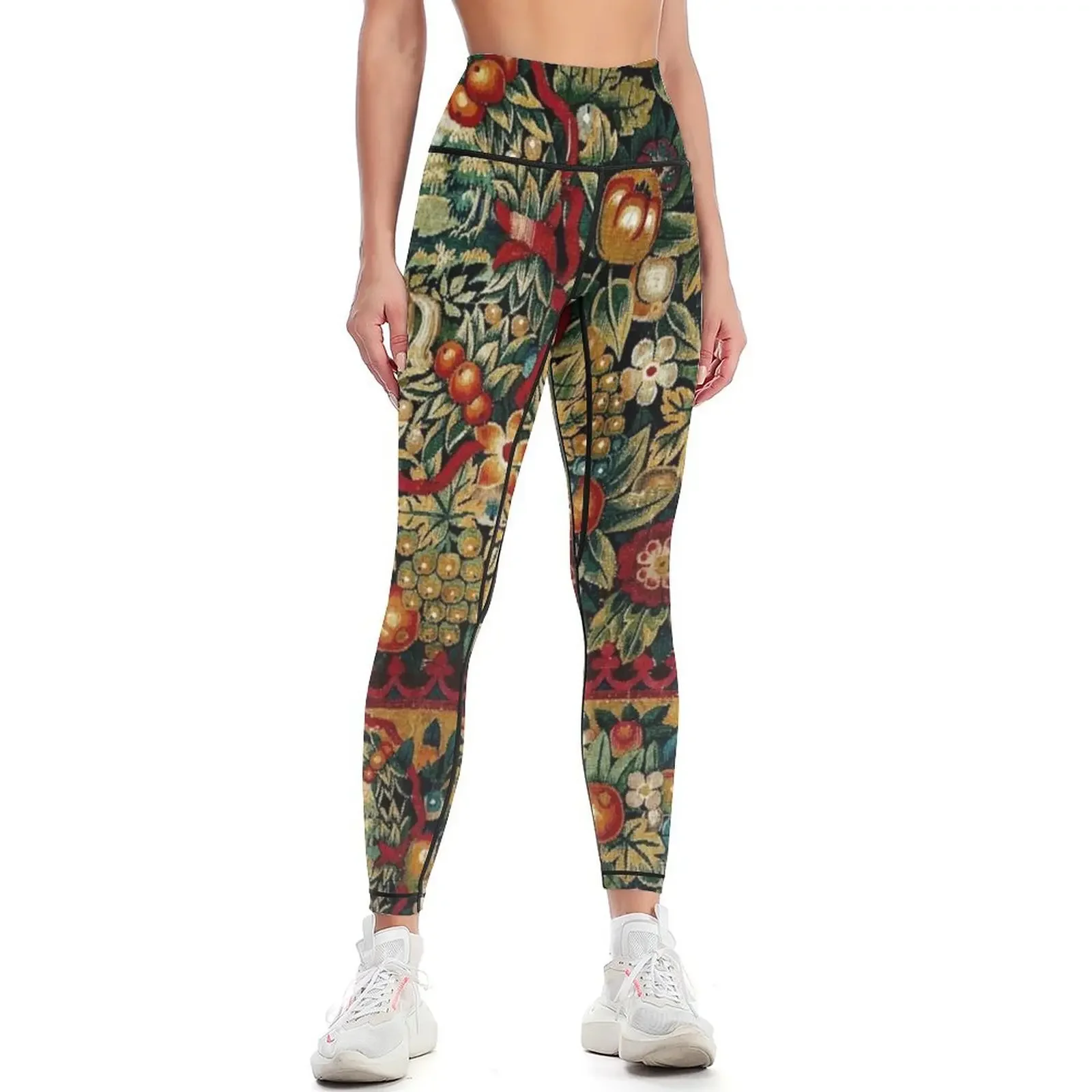 Medieval Unicorn Floral Tapestry Leggings workout shorts push up tights for Womens Leggings