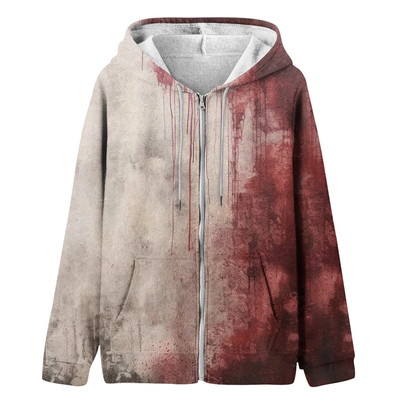 موضة الدموية ثلاثية الأبعاد طباعة سستة هوديس بلوزات الرجال النساء للجنسين مقنعين المتضخم هوديي الاطفال زمم بلوزات رياضية