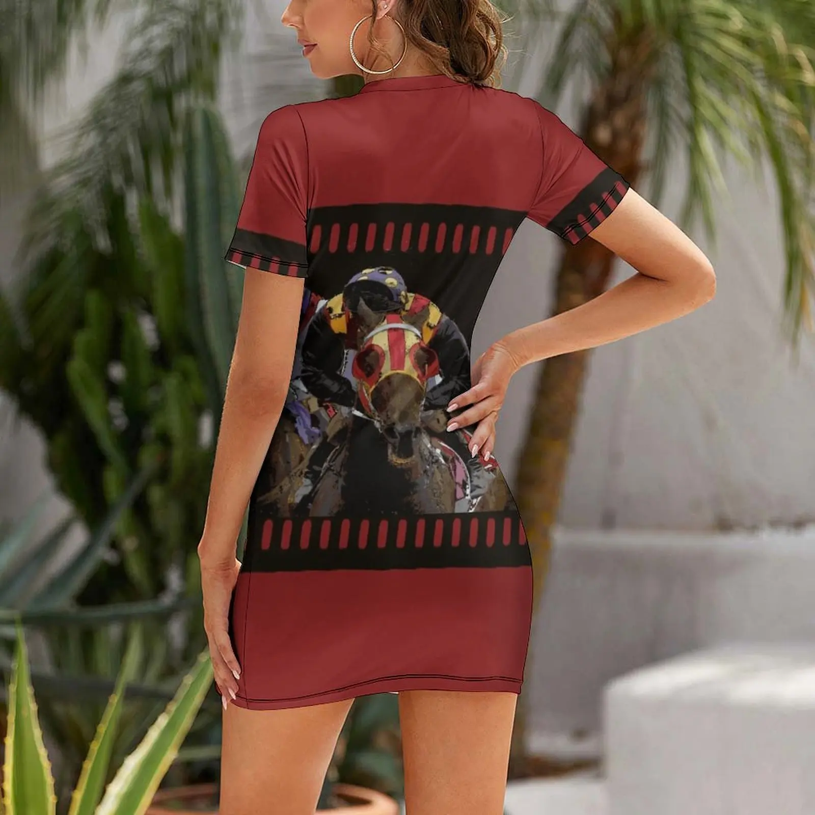 Horse Racing on a Film Strip Short Sleeved Dress luxury dress women's evening dress 2025