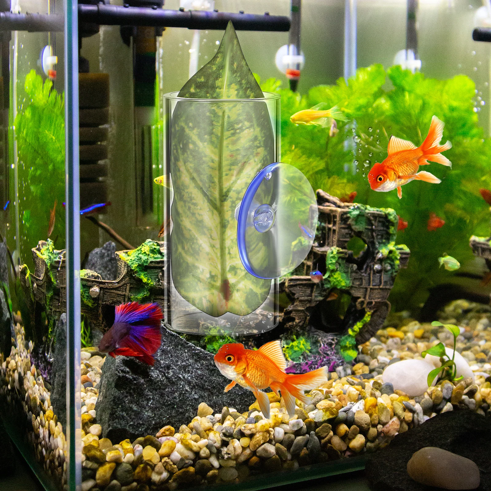 

2pcs 2 Betta Fish Hideouts Comfortable Resting Leaf Tunnel Design Aquarium Decorations Fish Tank Caves Hides Shrimp House