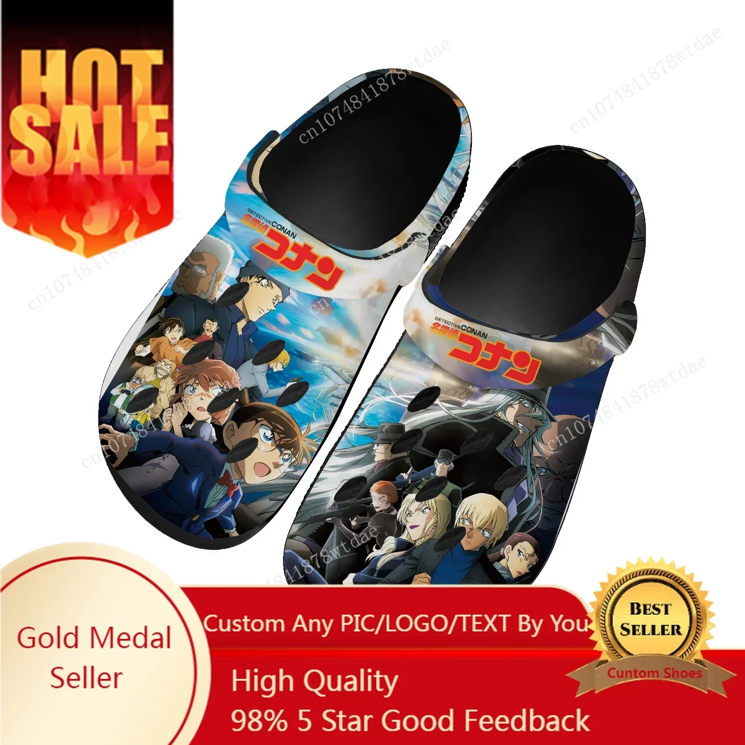 

Japanese Anime Detective Conan Home Clogs Mens Womens Teenager Custom Made Water Shoes Comics Garden Beach Hole Slippers Sandals