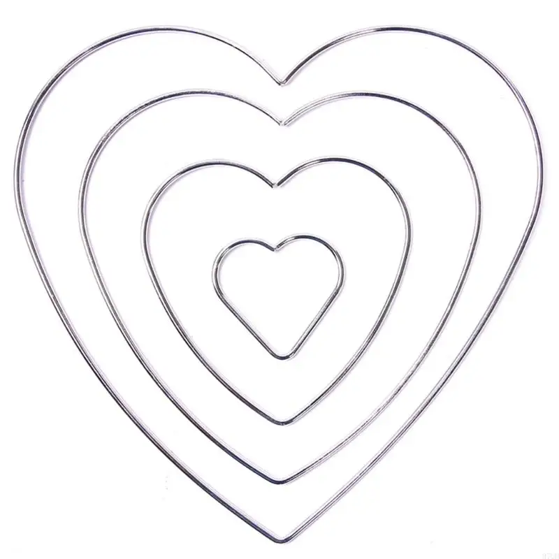 97QD Metal Floral Hoops Heart Wreath Macrame Rings Macrame Wall Hanging Crafts for Diy Wedding Decor