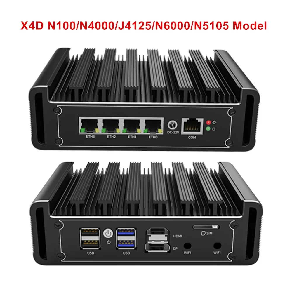 Baru N100 PC Mini Alat Firewall Rumah Tanpa Kipas Celeron J4125 N6000 N4000 4G/3G Slot SIM PC Mini Pfsense Router 4 LAN Komputer