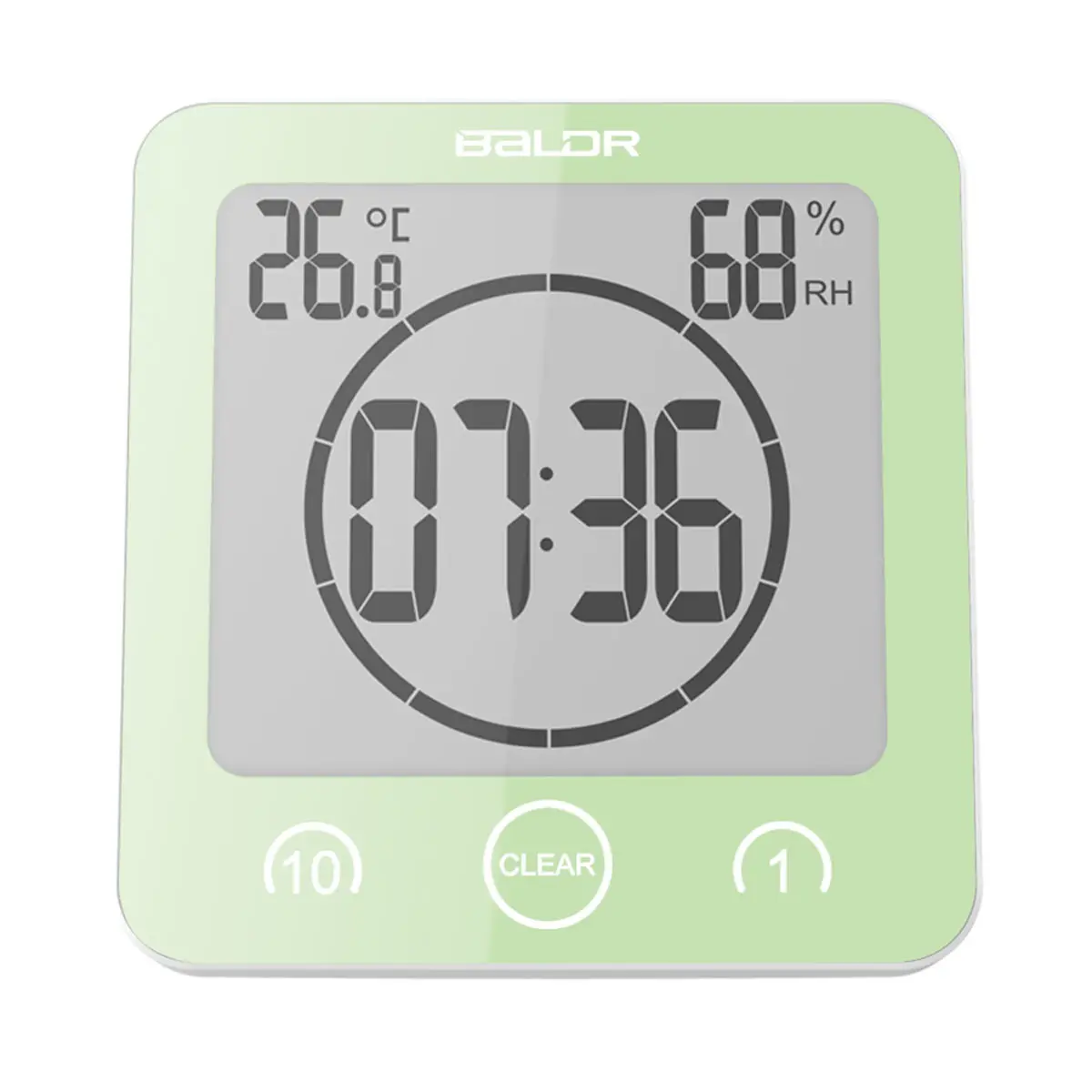 Imagem -02 - Impermeável Lcd Digital Relógio de Parede com Ventosa Termômetro Higrômetro Alarme Temporizador Banheiro Cozinha Decorações Home