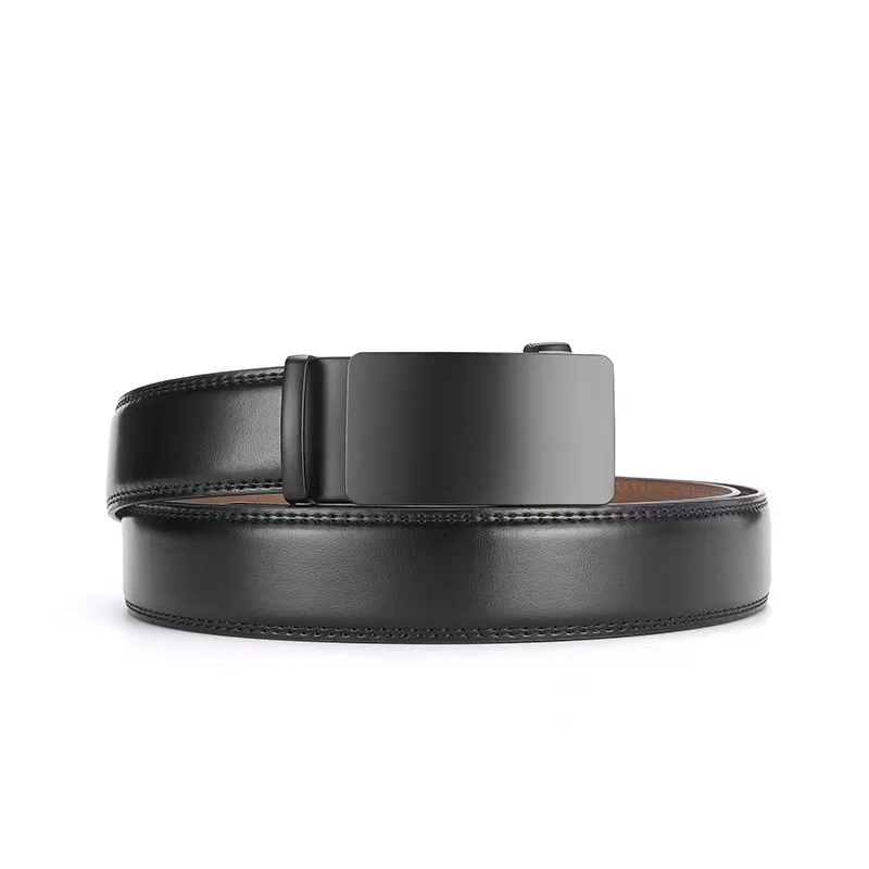 Cinto de couro da moda masculina cinto de couro de alta qualidade negócios fivela automática cinto de catraca aleatoriamente ajustável