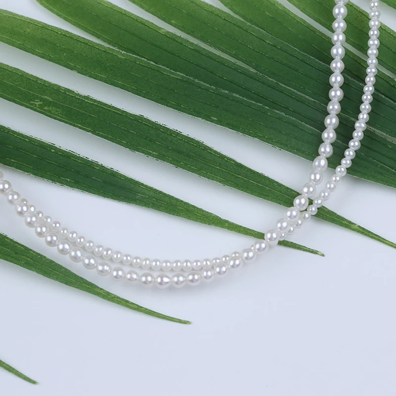 2-3mm AAA AA A Natural white real loose beads Freshwater Akoya Round Pearl Strands